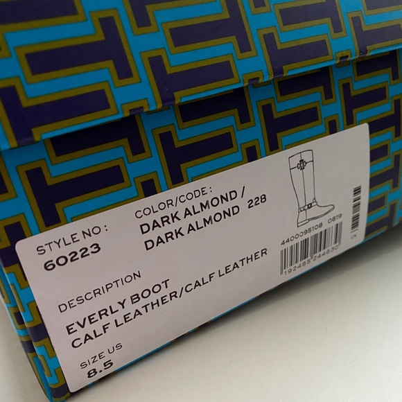 Tory Burch Everly Riding Calf Leather Boots Brown - Picture 10 of 12